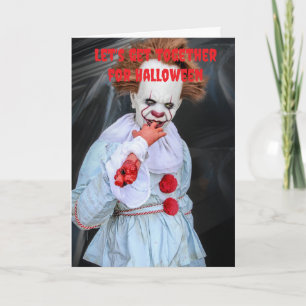 Tarjeta Vamos a reunirnos para Halloween.