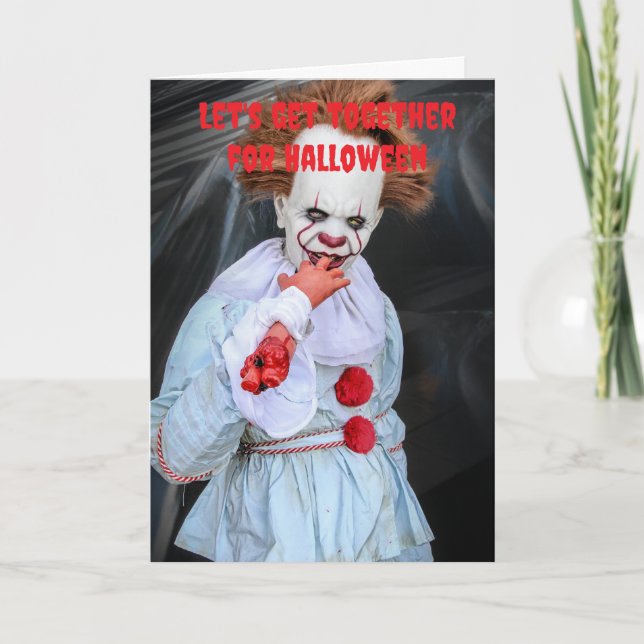 Tarjeta Vamos a reunirnos para Halloween. (Anverso)