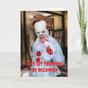 Tarjeta Vamos a reunirnos para Halloween.