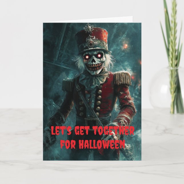 Tarjeta Vamos a reunirnos para Halloween. (Anverso)