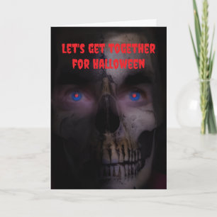 Tarjeta Vamos a reunirnos para Halloween.