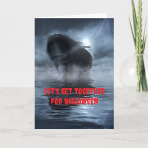 Tarjeta Vamos a reunirnos para Halloween.