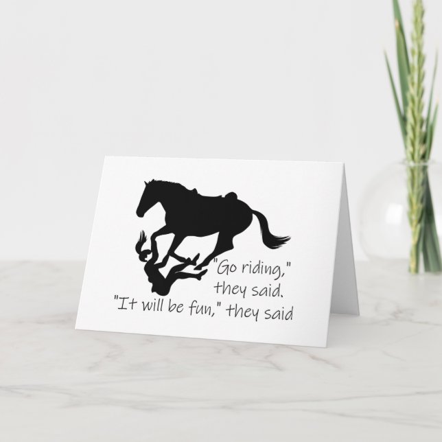 Tarjeta Vamos andando a caballo, curiosa cita, ponte bien (Anverso)