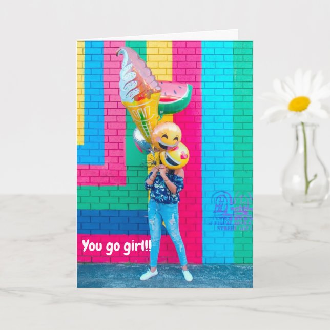 Tarjeta ¡Vamos Chica, rompe una pierna, buena suerte! (Planta pequeña)