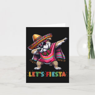 Tarjeta Vamos Fiesta Dabbing Bulldog Sombrero Poncho Cinco