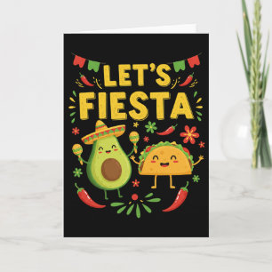 Tarjeta Vamos Fiesta Taco Aguacate Divertido Cinco De Mayo