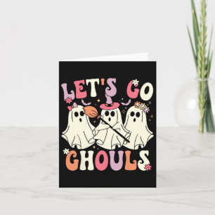 Tarjeta Vamos Ghouls Halloween Ghost Costume Retro Groo