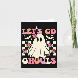 Tarjeta Vamos Ghouls Halloween Ghost Costume Retro Groo