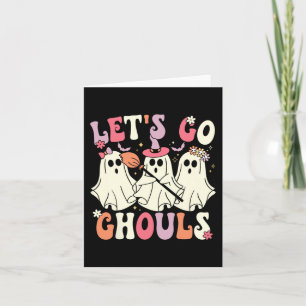 Tarjeta Vamos Ghouls Halloween Ghost Costume Retro Groo