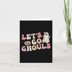 Tarjeta Vamos Ghouls Halloween Retro Ghost Pumpkin mujeres