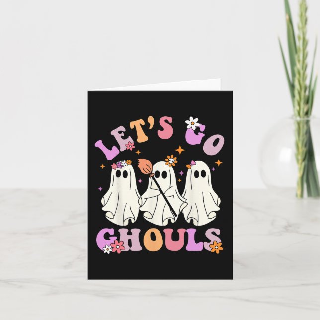 Tarjeta Vamos Ghouls Halloween Traje de traje de fantasmas (Anverso)