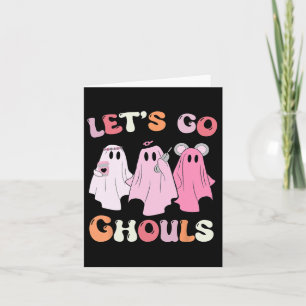 Tarjeta Vamos Ghouls Halloween Traje de traje de fantasmas