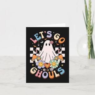 Tarjeta Vamos Ghouls Halloween Traje de traje de fantasmas