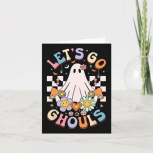 Tarjeta Vamos Ghouls Halloween Traje de traje de fantasmas