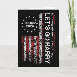 Tarjeta Vamos Harry Divertido Trump Bandera De EE. UU. Vin