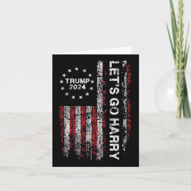 Tarjeta Vamos Harry Funny Trump, la cosecha de la bandera  (Anverso)