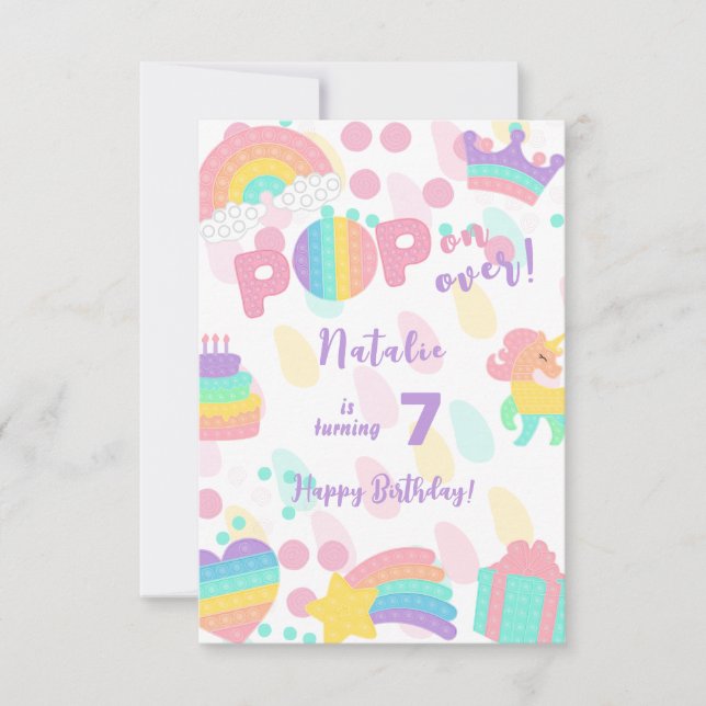 Tarjeta ¡Vamos! Pastel pop, feliz niño de cumpleaños (Anverso)