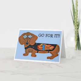 Tarjeta ¡Vamos por ello! Corredor de Dachshund