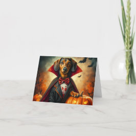 Tarjeta Vampiro Dachshund Halloween