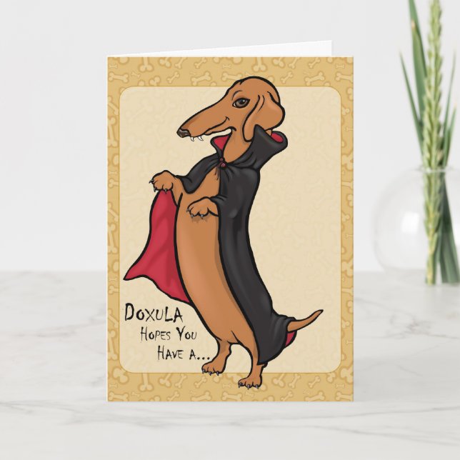 Tarjeta Vampiro de Dachshund Halloween (Anverso)