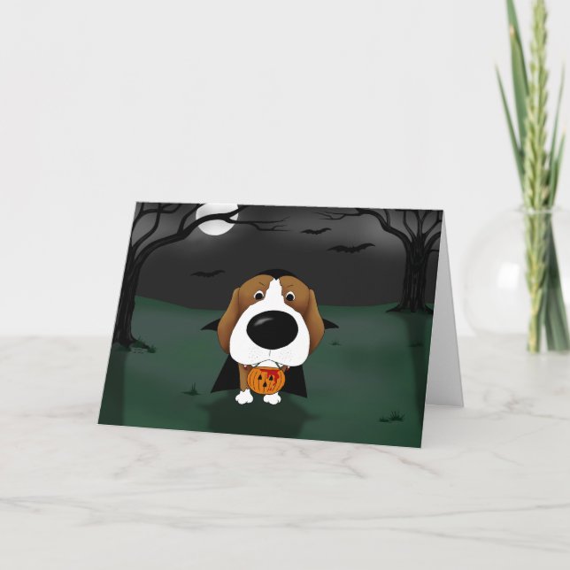 Tarjeta Vampiro de Halloween del beagle (Anverso)