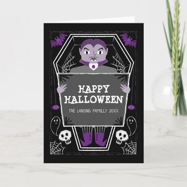 Tarjeta Vampiro Feliz Halloween (Anverso)