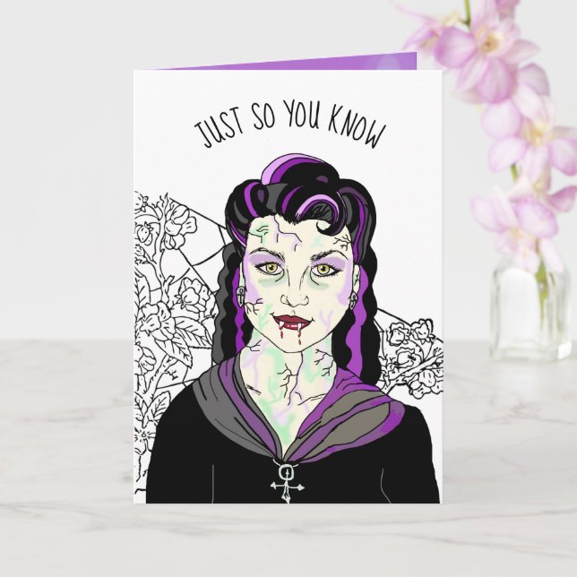 Tarjeta Vampiro femenino, Halloween romántico IRRESISTIBLE (Orquídea)