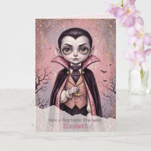 Tarjeta Vampiro Rosa Halloween Cute Gothic Pinkoween