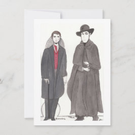 Tarjeta Vampiro y muñecas de papel reverendo