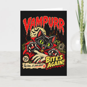Tarjeta Vampurr Bites Again Halloween Gato Vampiro Amantes
