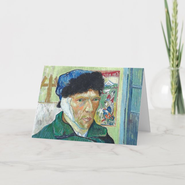 Tarjeta Van Gogh Autoretrato Pintura de Arte de Orejas con (Anverso)