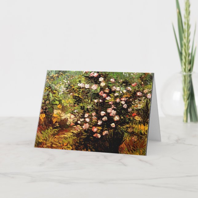 Tarjeta Van Gogh - El floreciente Rosa Bush (Anverso)