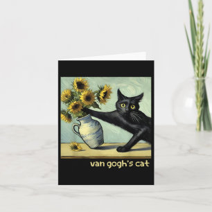 Tarjeta Van Gogh Gato Negro Con Sunflowers Graciosa Pintur