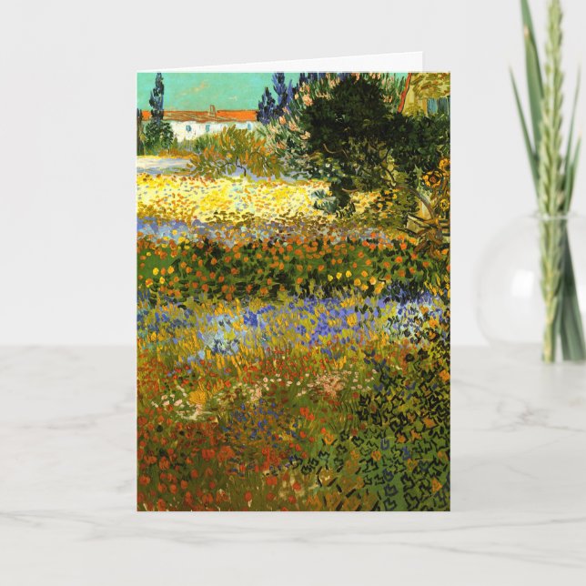 Tarjeta Van Gogh - Jardín florido, impresionismo (Anverso)