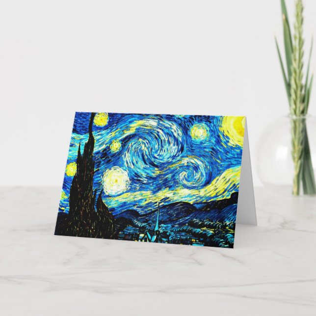 Tarjeta Van Gogh - Noche estrellada, pintura famosa (Anverso)