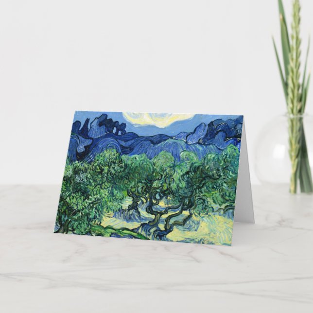 Tarjeta Van Gogh - Olivos con Alpilles en el fondo (Anverso)