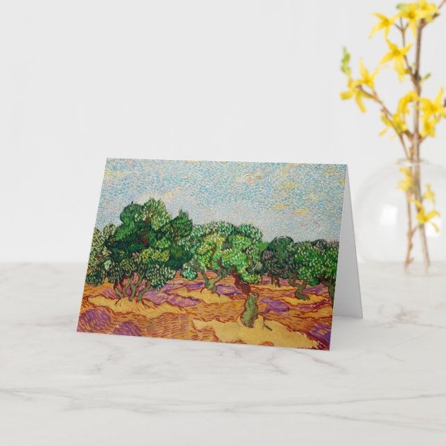Tarjeta Van Gogh - Olivos, pintura famosa, (flor amarilla)