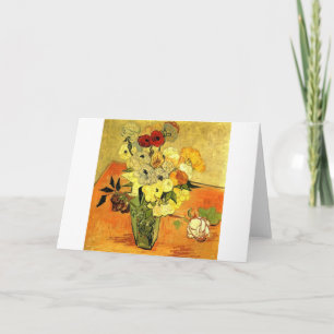 Tarjeta Van Gogh pintando caprichosas flores enredaderas