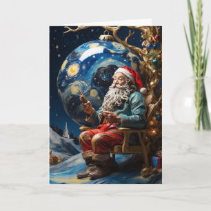 Tarjeta Van Gogh Santa Card Arte de Navidades nocturnos