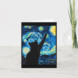 Tarjeta Van Gogh Starry Night Cat Lover Kitten