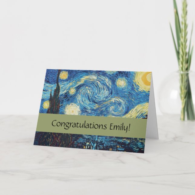 Tarjeta Van Gogh Starry Night Classic Impresionsionist Art (Anverso)