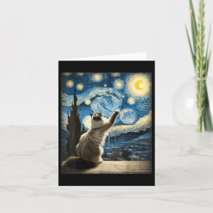 Tarjeta Van Gogh Starry Night Style Artistic Ragdoll Cat