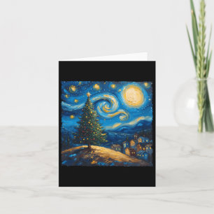 Tarjeta Van Gogh Style The Starry Night Christmas Tree Vil