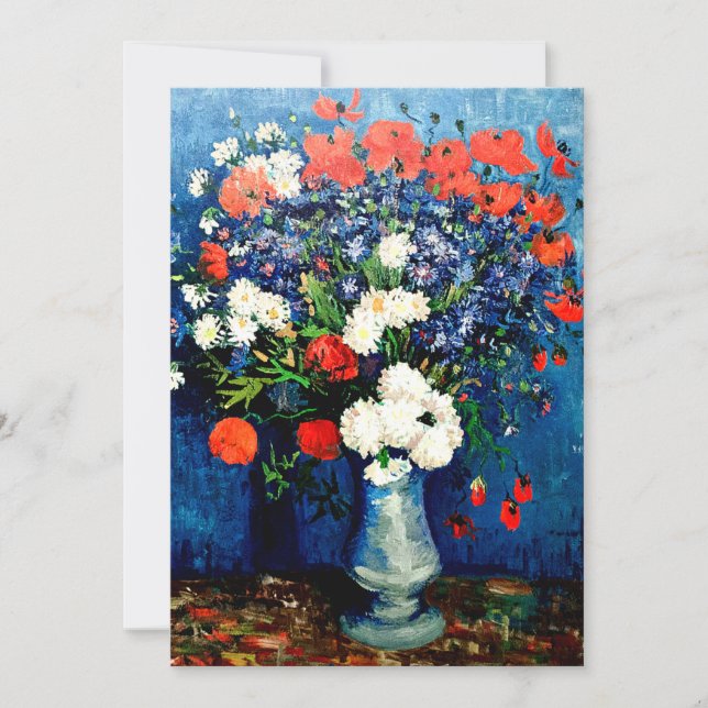 Tarjeta Van Gogh - Vase con Cornflowers y Poppies (Anverso)