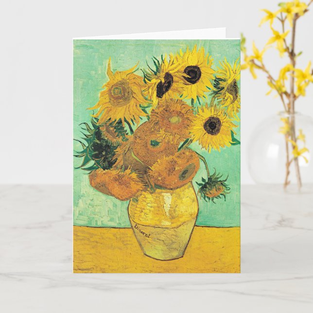 Tarjeta Van Gogh - Vase with 12 Sunflowers (flor amarilla)