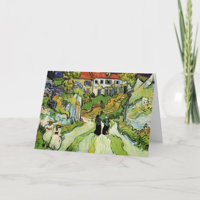 Tarjeta Van Gogh Village Street y Steps Auvers, figuras (Anverso)