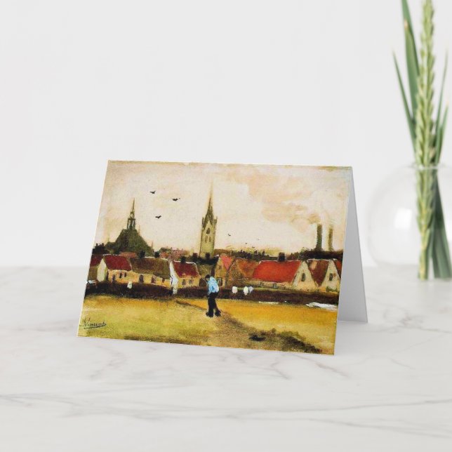 Tarjeta Van Gogh - Vista de La Haya con Nueva Iglesia, (Anverso)