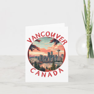 Tarjeta Vancouver en Canadá Arte de viaje vectorial retro