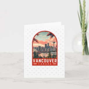 Tarjeta Vancouver En Canadá: Emblema De Arte De Viajes Ret