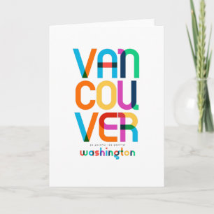 Tarjeta Vancouver Washington Mid Century, Pop Art,
